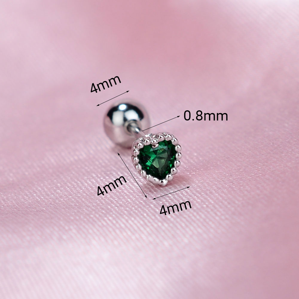 1 Pza lindo minimalista Mini pendiente con forma de corazón brillante cristal colorido CZ tornillo trasero pequeño cartílago Piercing pendiente joyería