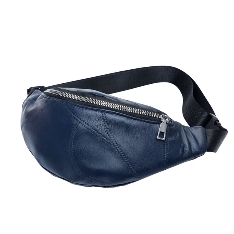Brystpose talje pakker til unisex kvindelig pu læder fanny packs kvinder bælte bryst tasker stor kapacitet: Blå