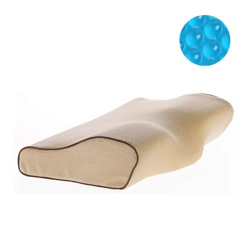 Orthopedic Memory Foam Gel Pillow Butterfly Shape Anti-snore Sleep Pillow Comfortable Health Care Neck Pillow Home Bedding: Beige yellow