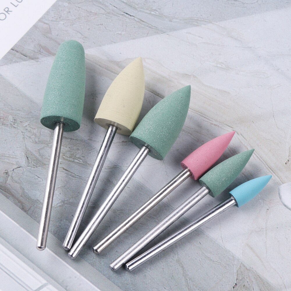 6 Type Rubber Silicon Grit Slijpen Nail Boor Buffer Frezen Burr Cutter Polijstmachine Manicure Elektrische Nail Cleaning Tool CHGJ