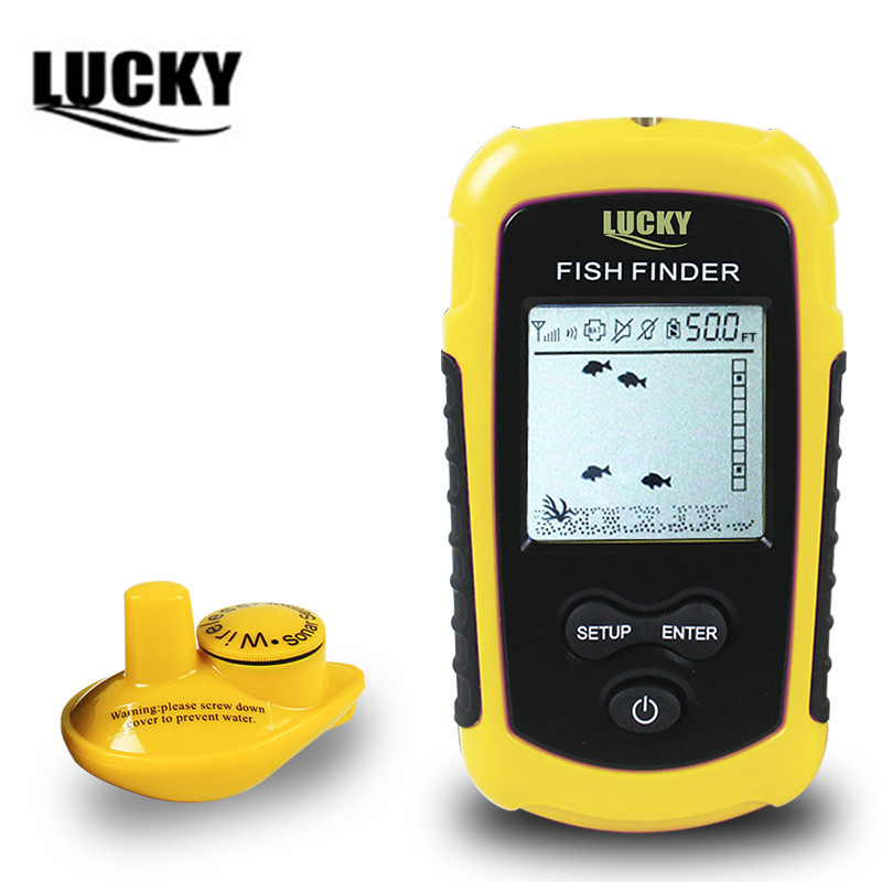 Lucky FFW1108-1 Portable 120m Wireless Fish Finder Alarm 40M/130FT Sonar Depth deeper Ocean River for fishing from the ice
