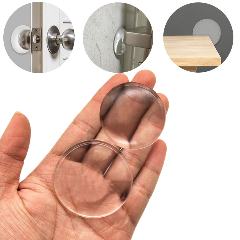 DOITOOL 6pcs Transparent Door Handle Bumpers Self-Adhesive Wall Protectors Round Door Knob Crash Pads Noise-reducing For Smooth Wall Damage Prevention
