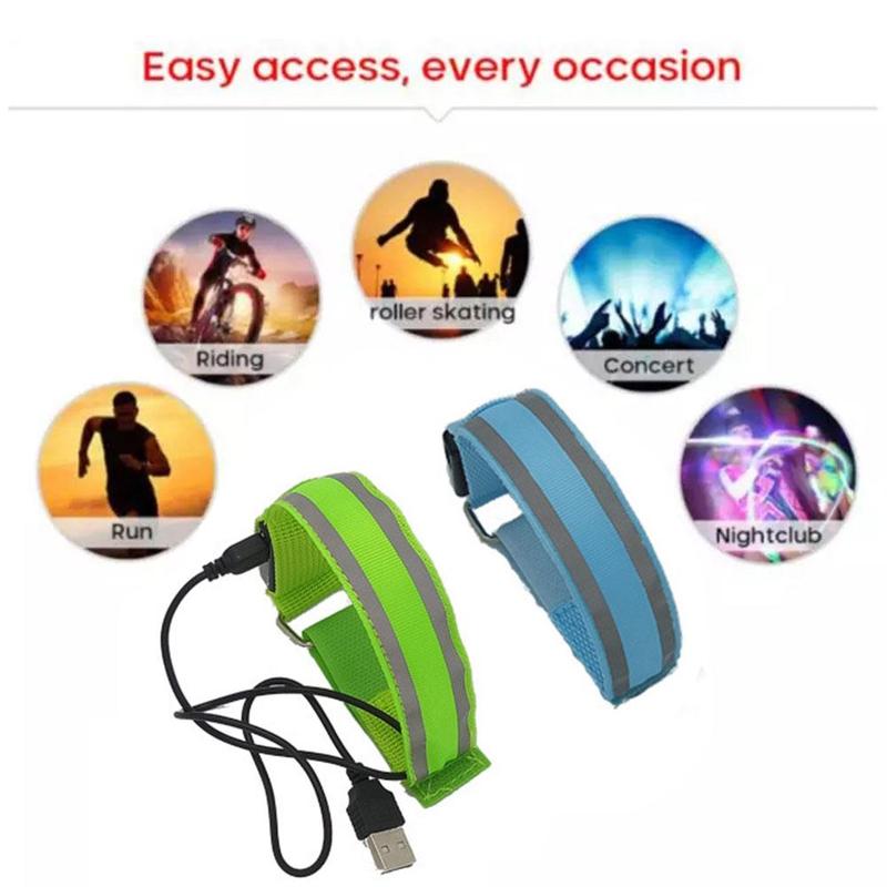 Nacht Lauf Armband Outdoor Sport LED Licht USB Warnung Sicherheit Bike Wiederaufladbare Armband Arm Radfahren Gürtel Fahrrad Bein O4M8