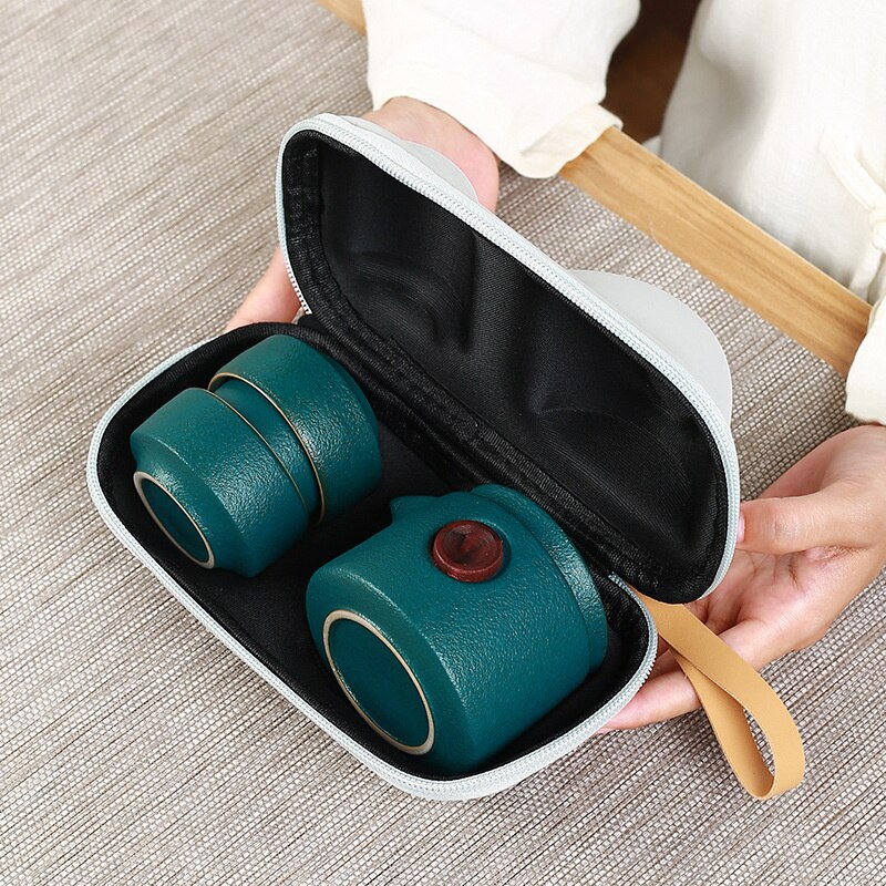 Tea Set One Pot Two Cup Set Porcelain Kung Fu Tea Set Storage Bag Teaware Portable Travel Ceramic