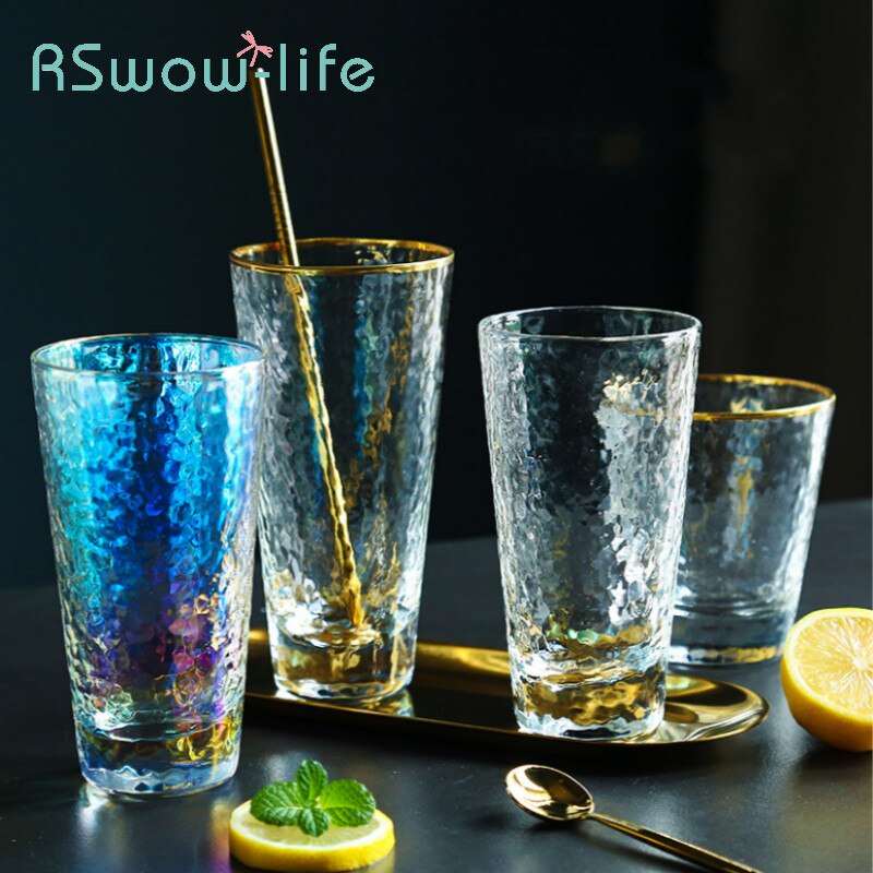 Colorful Gold Rim Glass Water Glass Wine Glass Fruit Juice Drinking Glasses Beer Glass For Home Drinking Utensils
