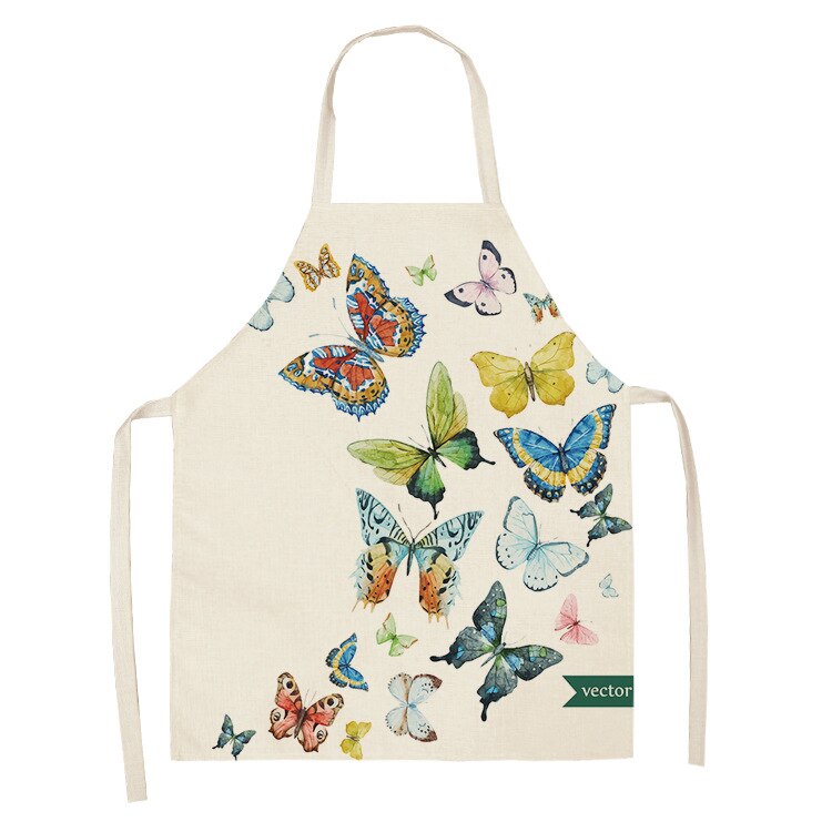 Karikatur Schmetterling Schürze Gedruckt Küche Schürzen für Frauen Baumwolle Leinen Hause Kochen Backen Taille Lätzchen Schürze Reinigung Werkzeuge: A4 / 47x38cm