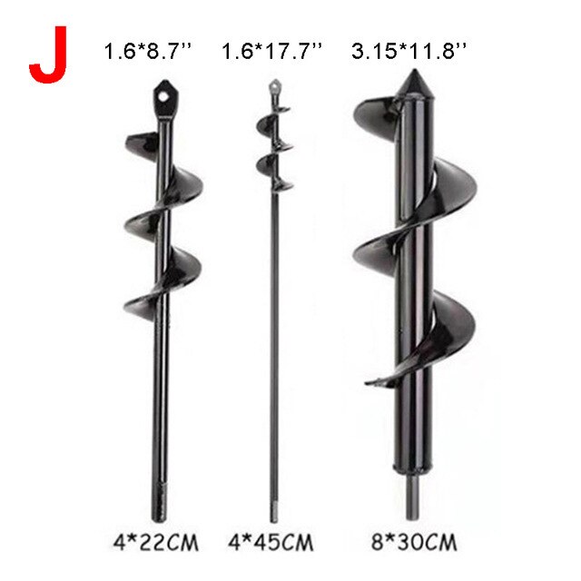 Garden Spiral Drill Bit Set Non-Slip Hex Drive HEX Shaft Drill Post Soil Cultivator Planting Hole Digger Tool: 22and45and30cm