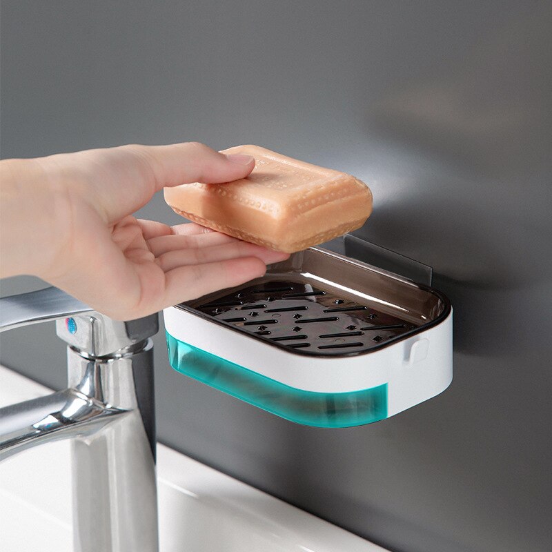 Badkamer Zeep Houder Wandmontage Zelfklevende Douche Zeepbakje Douche Platen Zeep Opbergdoos Met Afvoer Badkamer Benodigdheden
