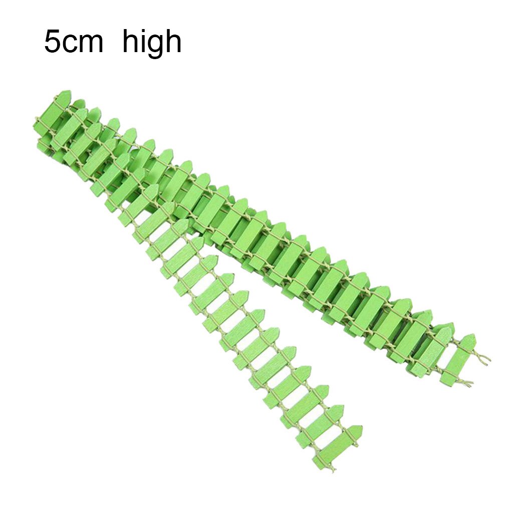 100x5cm/100x3cm DIY Mini Small Fence Barrier Wooden Craft Miniature Fairy Garden Terrarium Doll Branch Palings Showcase Decor: 5cm green