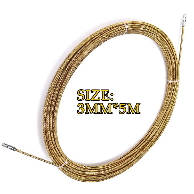 Diameter 3mm Cable Puller Fish Tape Reel Puller Fiberglass Metal Wall Wire Conduit For Telecom Electrical Wall Wire Conduit Tool: Gold