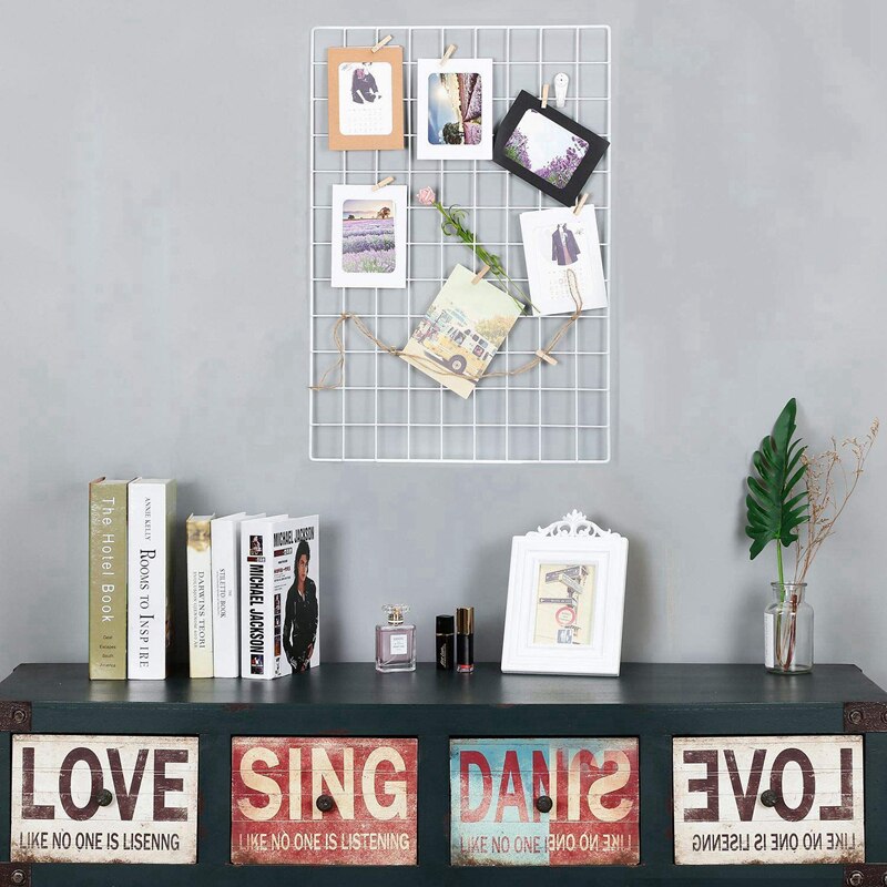 Grid Panel, Foto Muur Display,Mesh Muur Decor, Multifunctionele Opknoping Foto Muur, Diy Art Display, met S-Vormige Haken, Clip