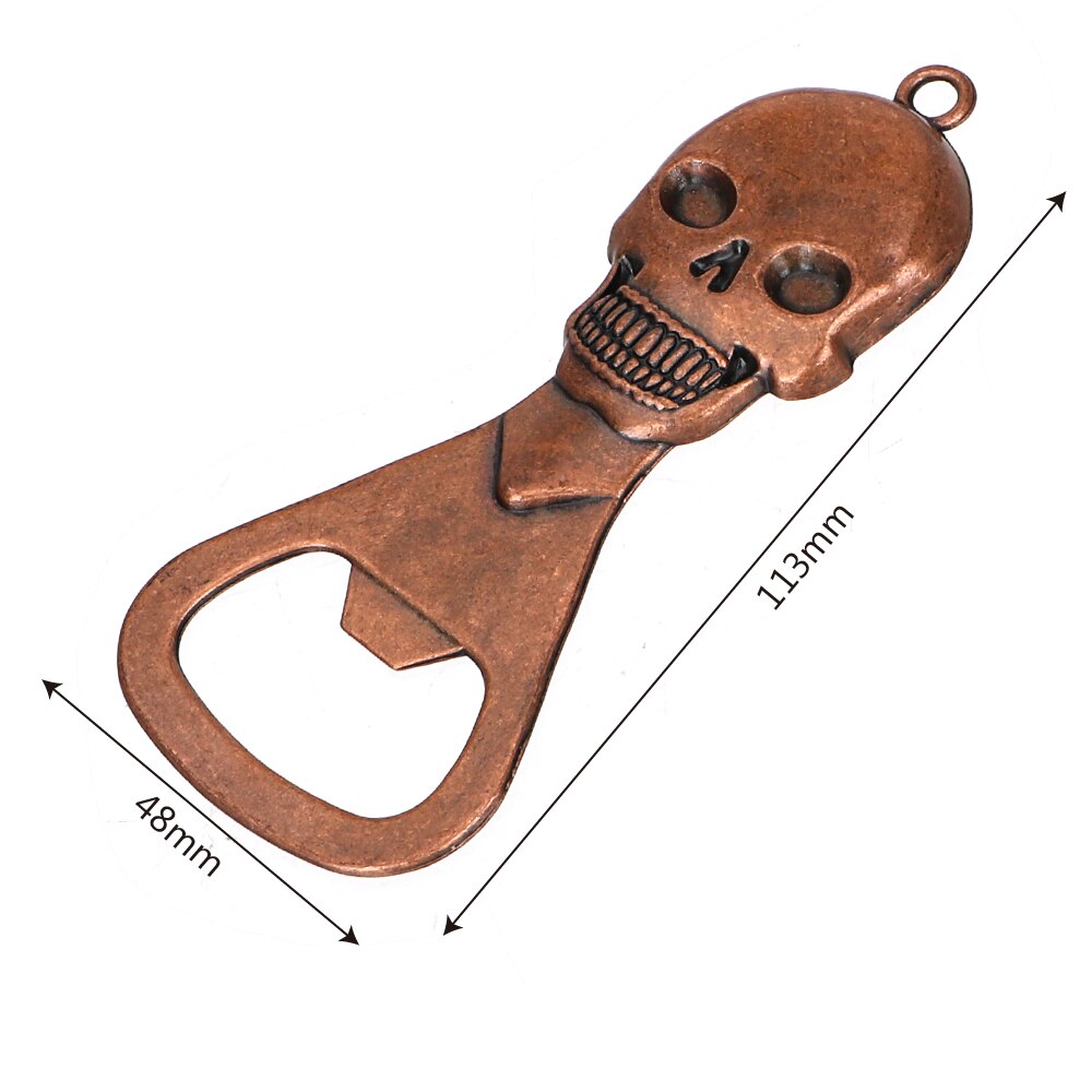 Abridor de esqueleto para cerveza, accesorios de cocina, abrebotellas de cobre Retro con cabeza de Calavera, llavero, utensilios de Bar