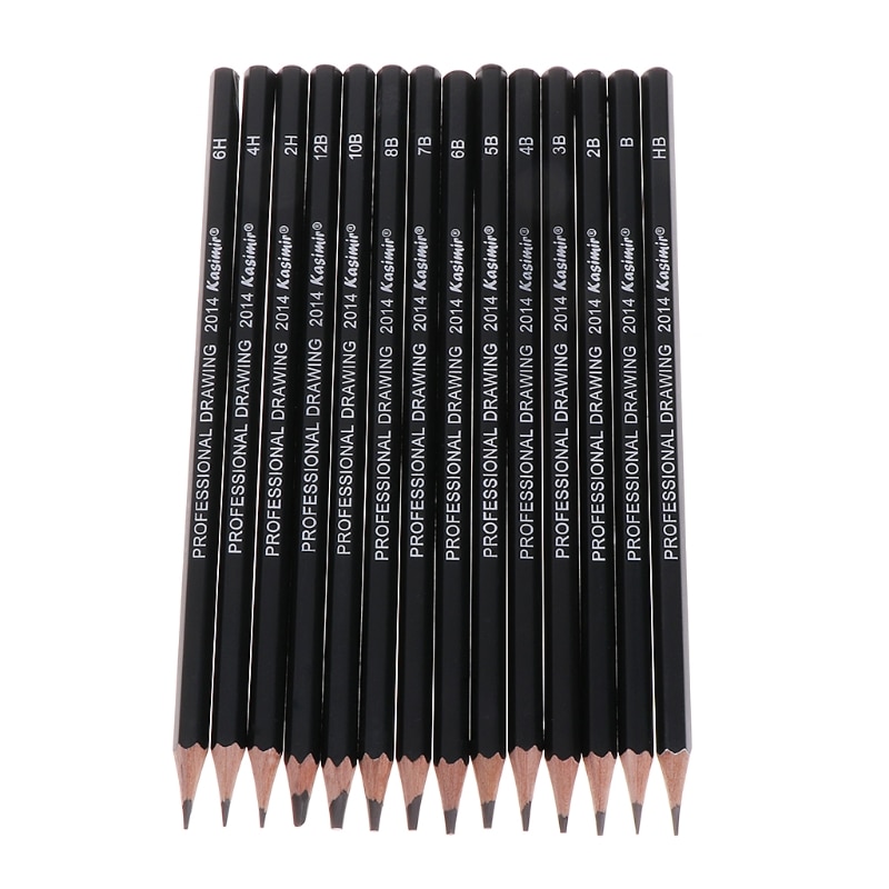 14Pcs Skizze Kunst Zeichnung Graphit Bleistift 12B 10B 8B 7B 6B 5B 4B 3B 2B 1B 2H HB