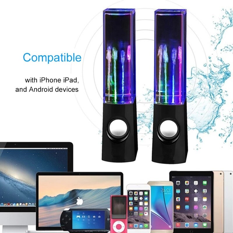 Fuente de agua LED de baile, luz de música, altavoces de ordenador, portátil, PC, iPhone, MP3, accesorios para dispositivos de teléfono