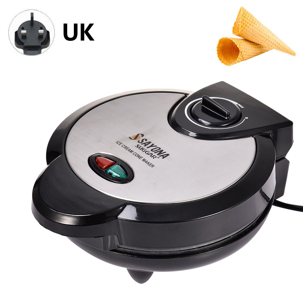 Multifunction Mini Waffle Maker Electric Doughnut Ice Cream Cone Grill Cake Oven Pan Eggette Machine Plates EU UK Plug: UK plug