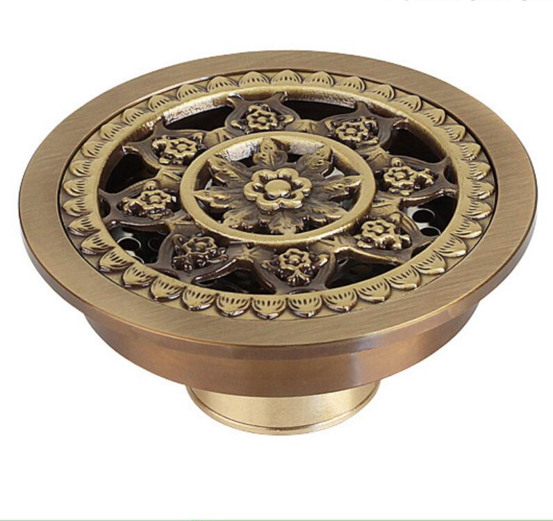 Vidange de sol en laiton Antique | 10cm Euro de sol de douche, déodorant de salle de bains, rond Euro couvercle de passoire de sol, grille de déchet: SMT044-A