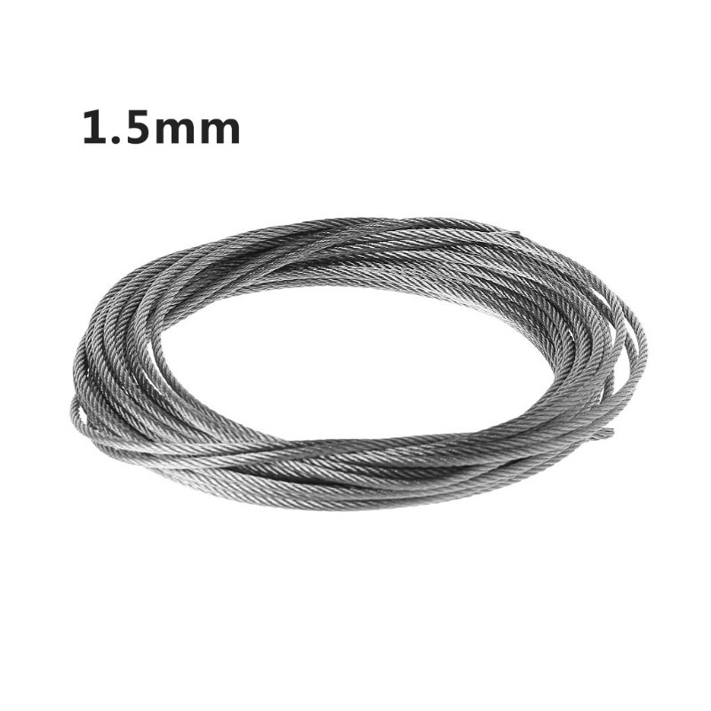 5m 304 Stainless Steel Wire Rope Soft Fishing Lifting Cable 7×7 Clothesline R9JC