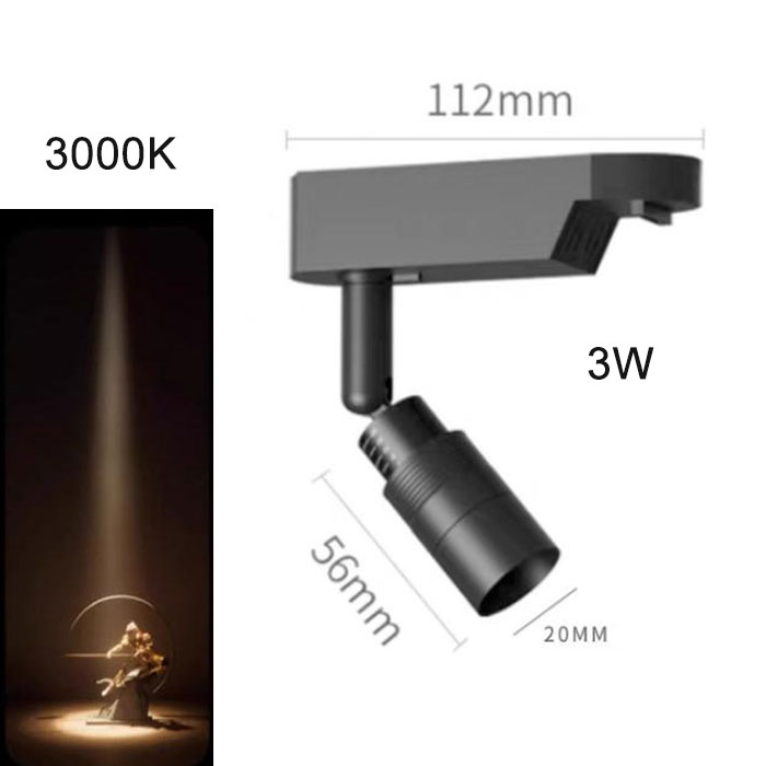 Schwarz Weiß Zoombar 3 ° /8 ° /15 ° /24 ° /36 ° /45 ° /60 ° 3000K LED-Schienenbeleuchtung, verstellbare Schienenlampenköpfe mit Strahlgrad für Akzenttacken: Blau