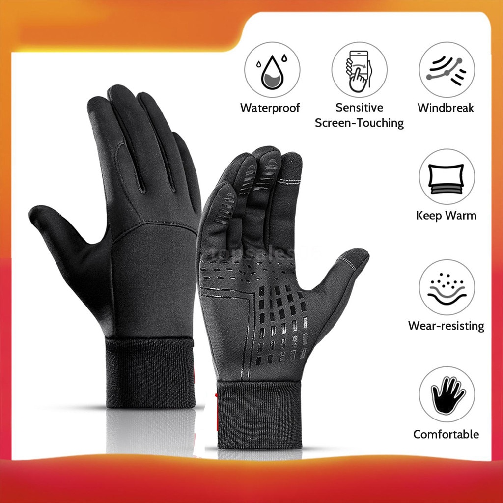 Koude-Proof Unisex Warm Skiën Handschoenen Waterdicht Winter Handschoenen Fietsen Pluis Warme Handschoenen Touchscreen Koud Weer Dual Layer #4