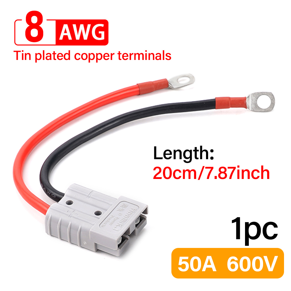 Zweipoliger Stecker 50a 600V mit 8awg Silikon kabel Gabelstapler Elektroauto Batterie Ladestecker Hochs trom stecker Bausatz: Braun