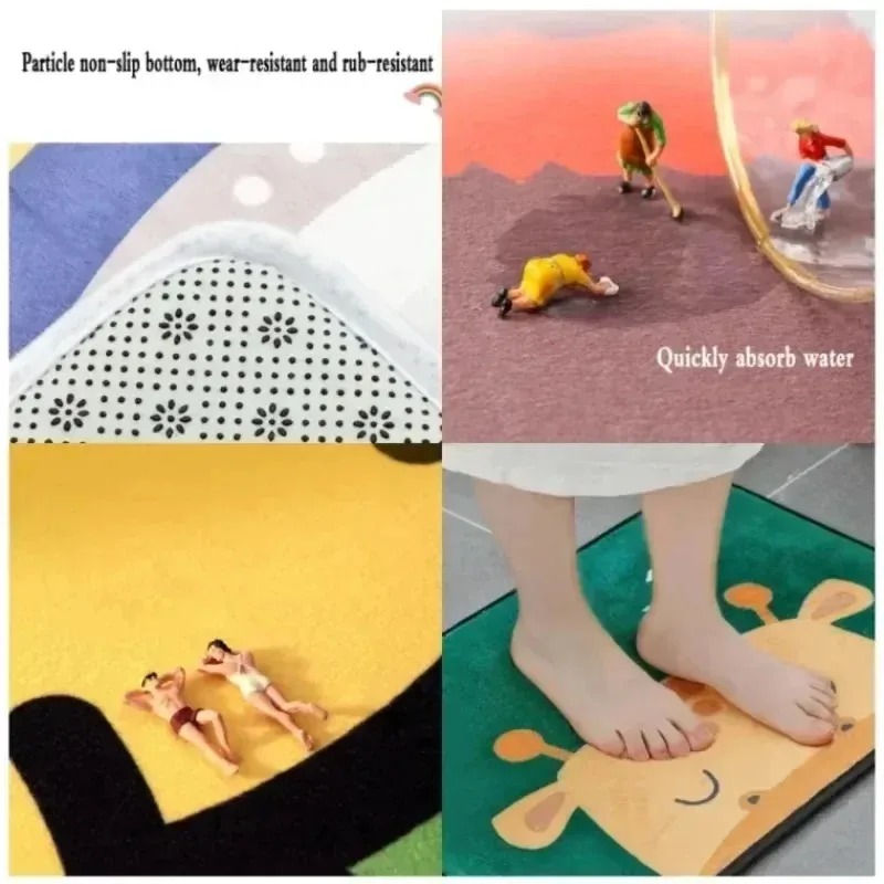 Vivid Cherry Bathroom Rug Delicious Fruits Pattern Entrance Floor Mat Bathroom Absorbent Foot Door Mat Decoration