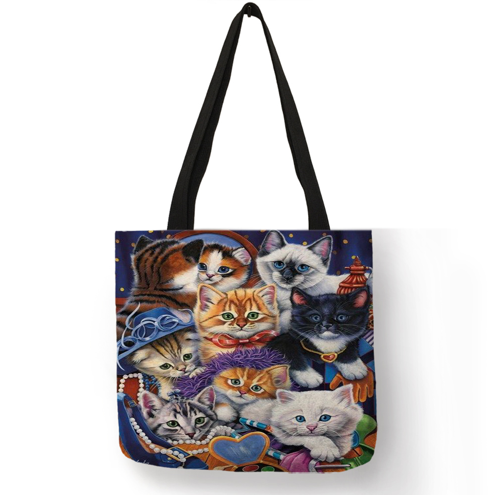 Lustige 3D Siamese Katze Menge Drucken Handtasche Für Frauen Dame lässig Büro Schulter Tasche Große Kapazität Tote Taschen Für Einkaufen: 002