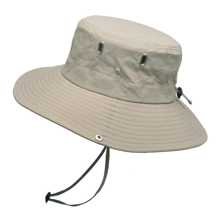 gorras hombre sombrero hombre Respirables de los hombres del verano sol sombrero gorro de pesca al exterior de protección de color sólido sombrero de pescador grandes aleros de viaje de Playa de las mujeres tapas: Beige