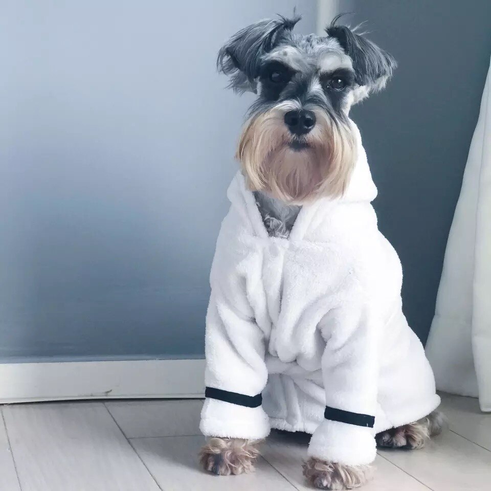 Hund badekåbe pyjamas nattetøj kæledyr hvalp blød frakke schnauzer chihuahua jakke til hunde om vinteren holder varm emc 09: M