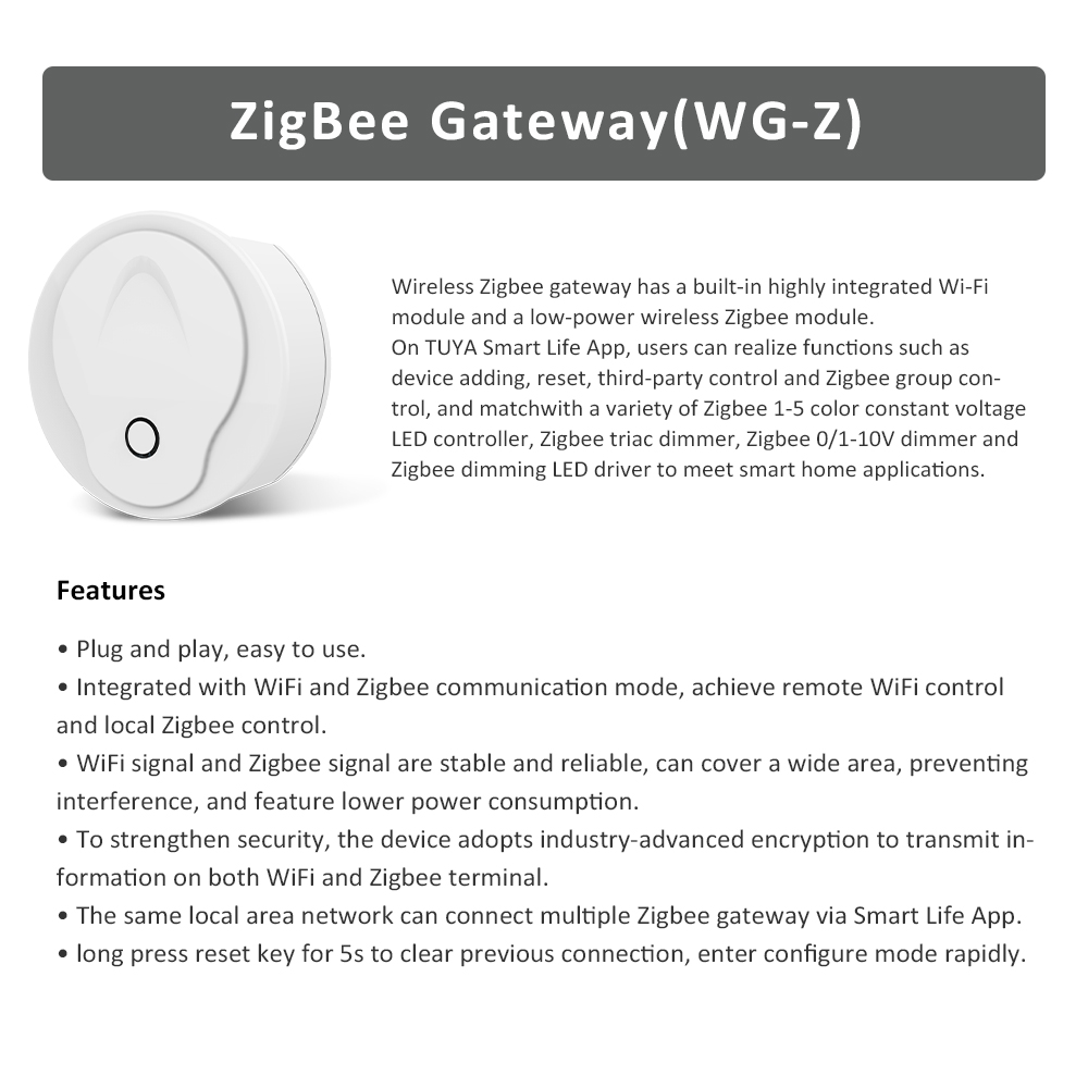 Tuya ZigBee RGBCCT Controller 12V 24V DC 48V 5 in 1 2.4G RF Wireless Gateway Smart Life PWM for RGB RGBW LED Strip Light V5-L WZ