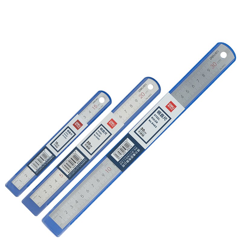 Regla recta de acero inoxidable endurecido, 15/20/30/50CM, reglas para estudiantes, medida, oficina y papelería escolar