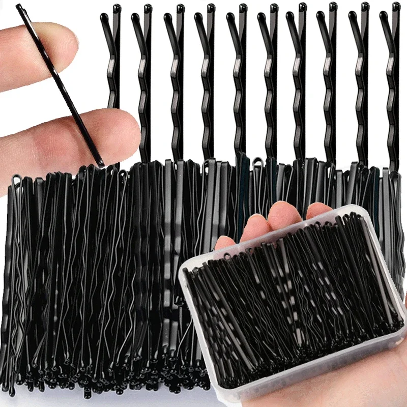 60/240 Uds. Pinzas para el cabello negras, horquilla en forma de U, horquilla ondulada Invisible, estilo de peinado, pasador de agarre para el cabello de Metal, accesorios para el cabello