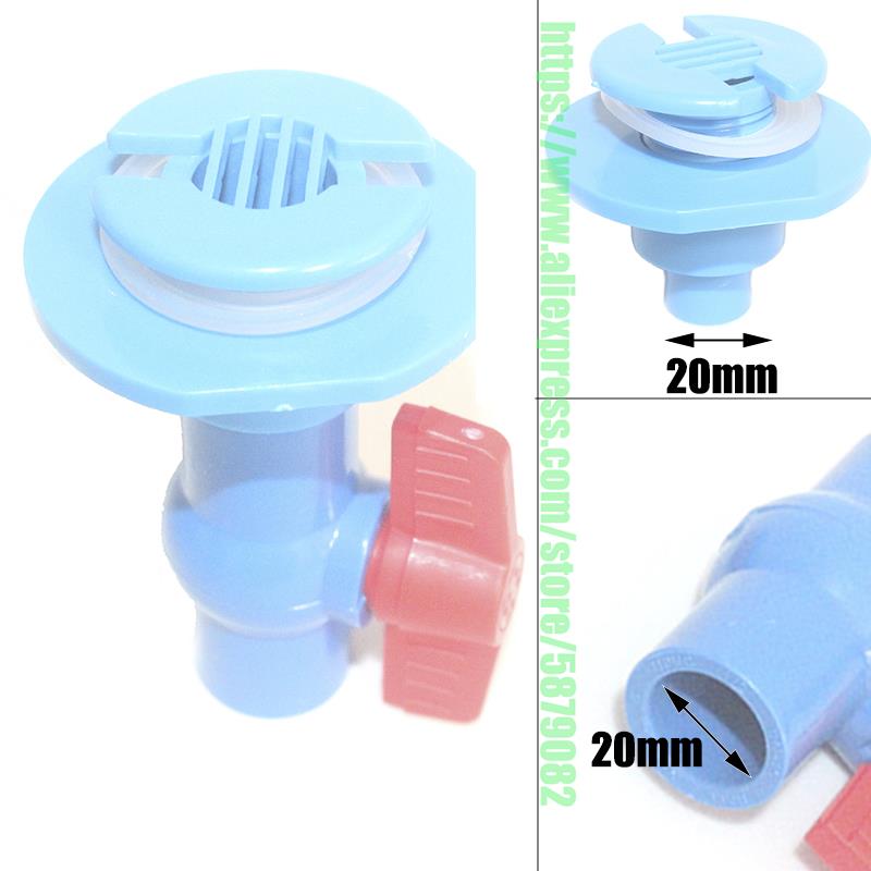PVC Bulkhead Drain Connectors For 20mm/25mm Hard Pipe Aquarium Water Change Valve Fish Tank Outlet Accessories: 20mm blue