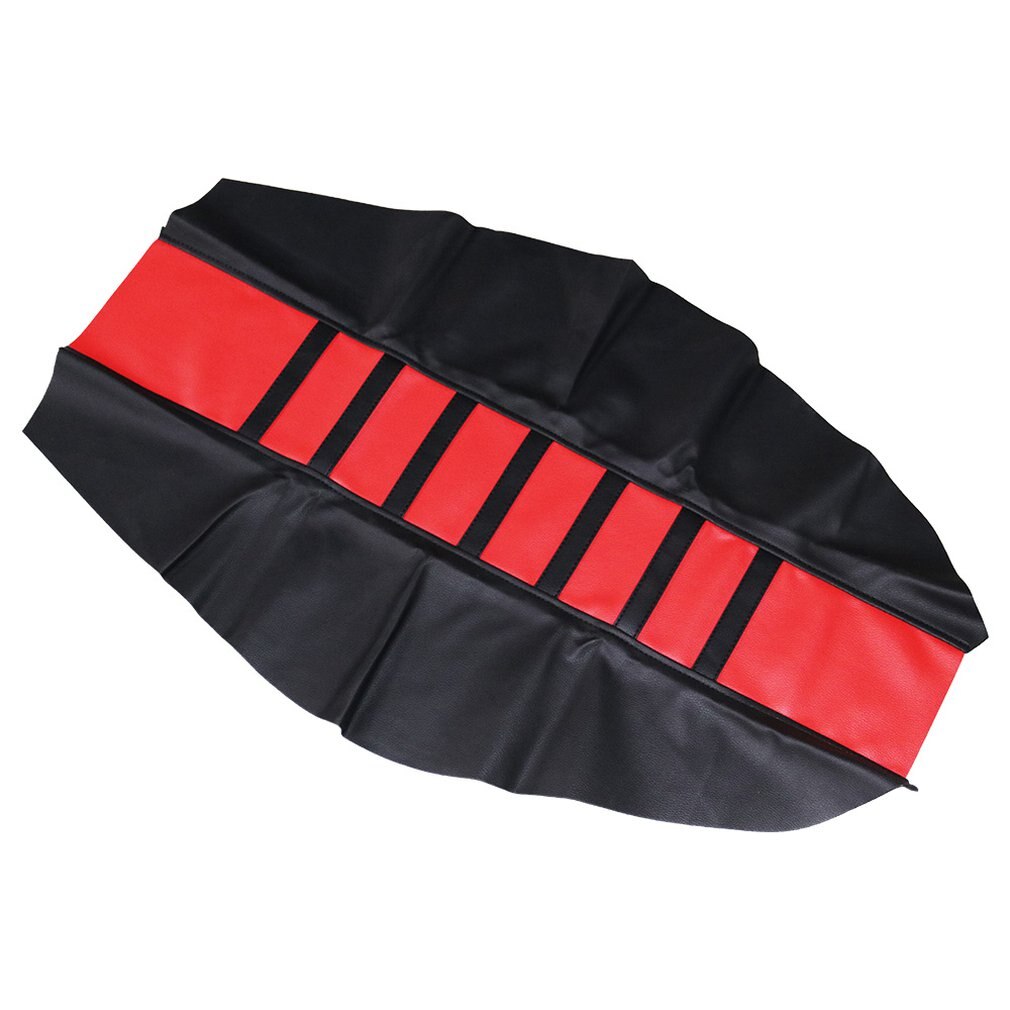 Universal Gripper Soft Motorcycle Seat Cover Rib Skin Rubber Dirt Bike Enduro Black + Red Rubber Vinyl Material