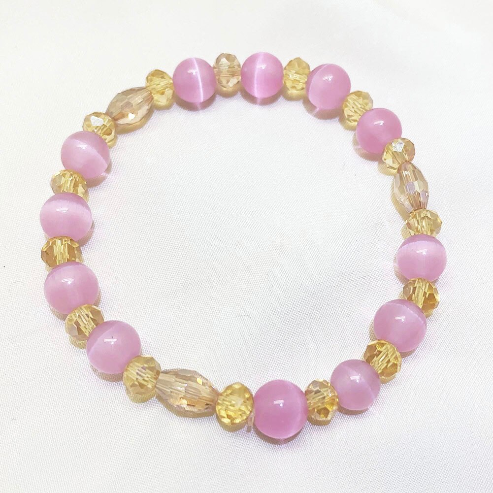 Neue Charme 6 MM Glas Perlen Armbinde Multi-farbige Schmuck für Frauen Handgemachte Runde Armbinde Armreif: Rosa