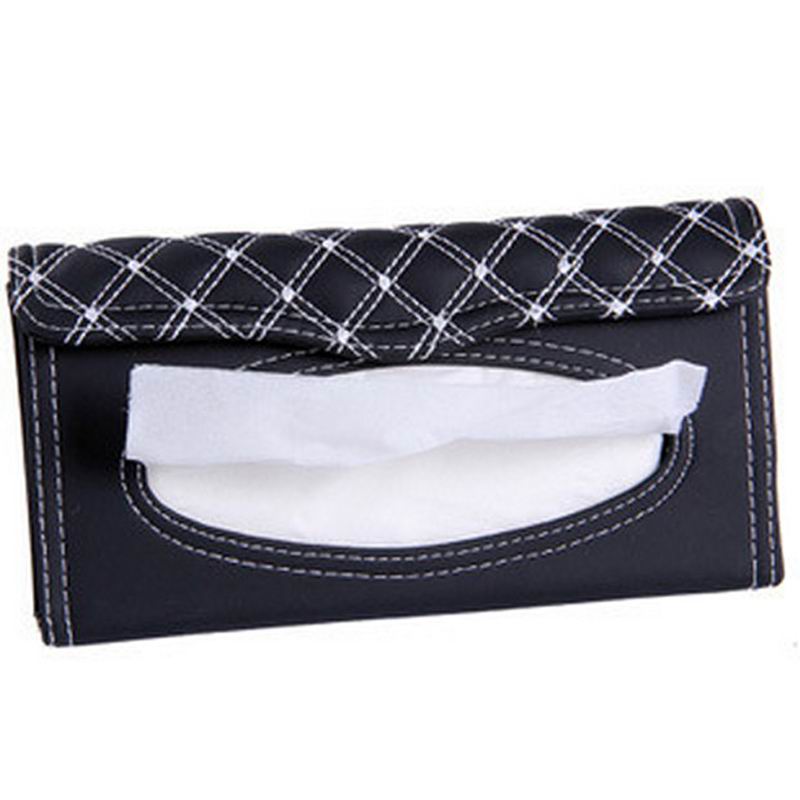 Universal Car Kit Tissue Doos Auto Zonneklep Opknoping Type Pu Borduurwerk Patroon Magic Sticker Tissue Cover Auto-interieurs