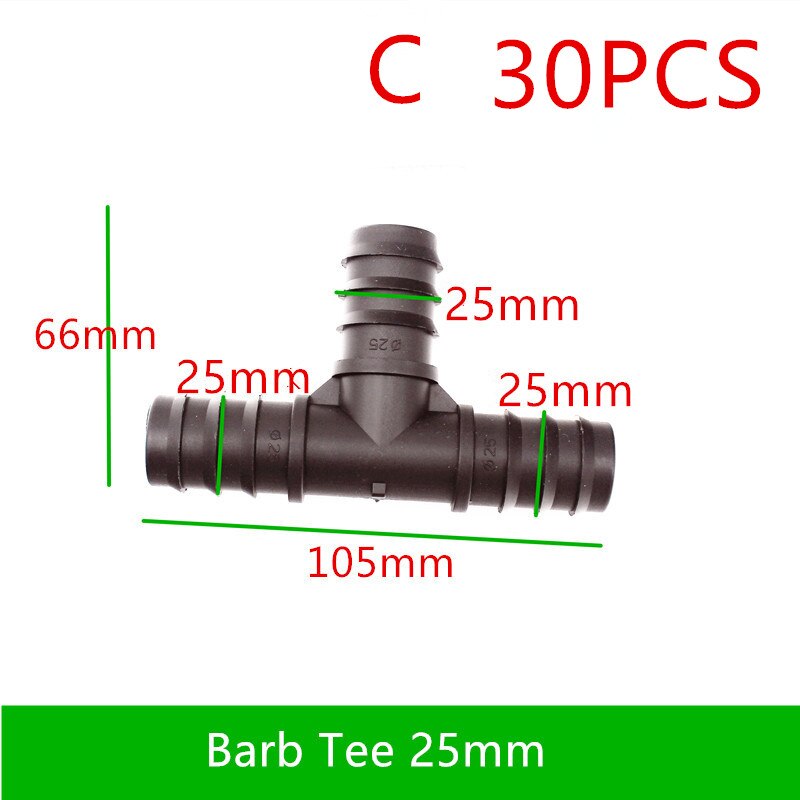 16mm 20mm 25mm Tee Insert Barb Connector Poly Hose Barbed Connector Greenhouse Watering Micro Sprinkler Drip Fittings