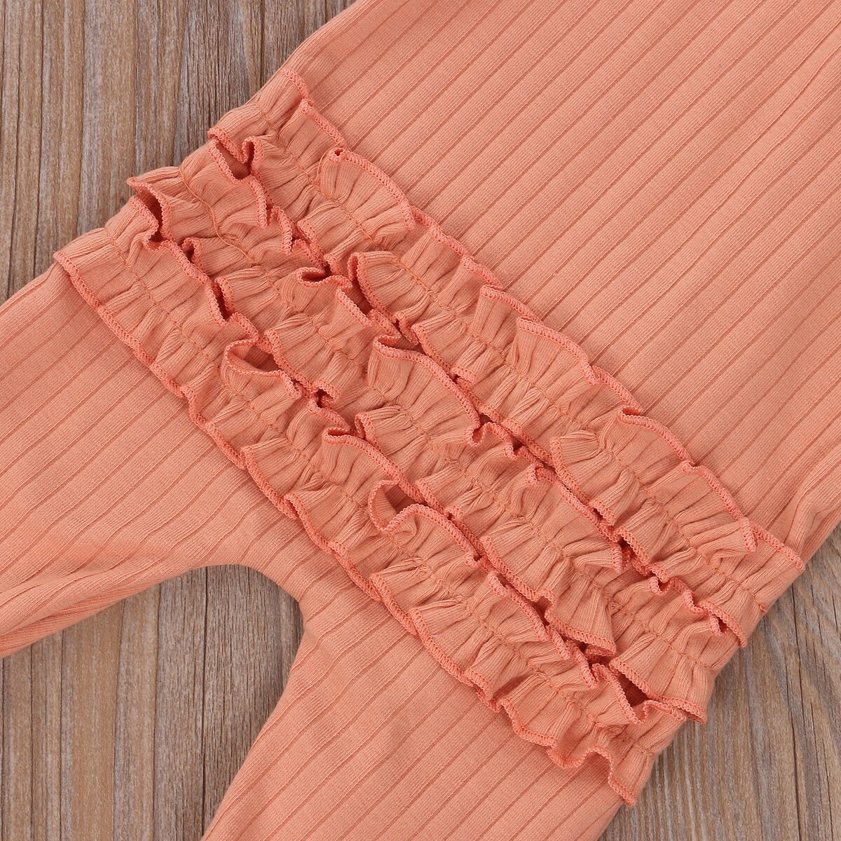 Fall Spring Baby Girls Boys Romper Breathable Infant Long Sleeve Jumpsuit Ruffle Zipper Solid Color Footed Sleepwear 0-6M