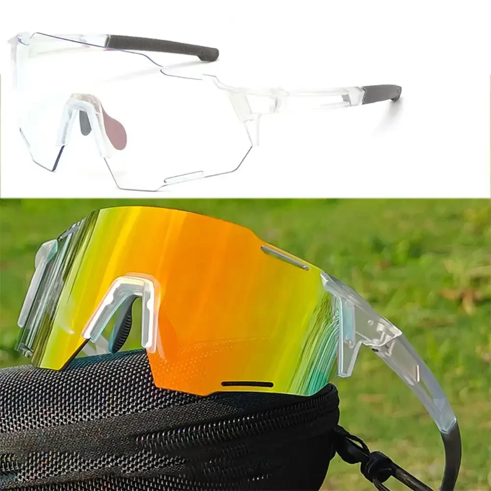 Cykelbriller fotokromiske cykelsolbriller  uv400 mtb sportsbriller udendørs cykelbriller cykel cykling fiskeudstyr: Klar