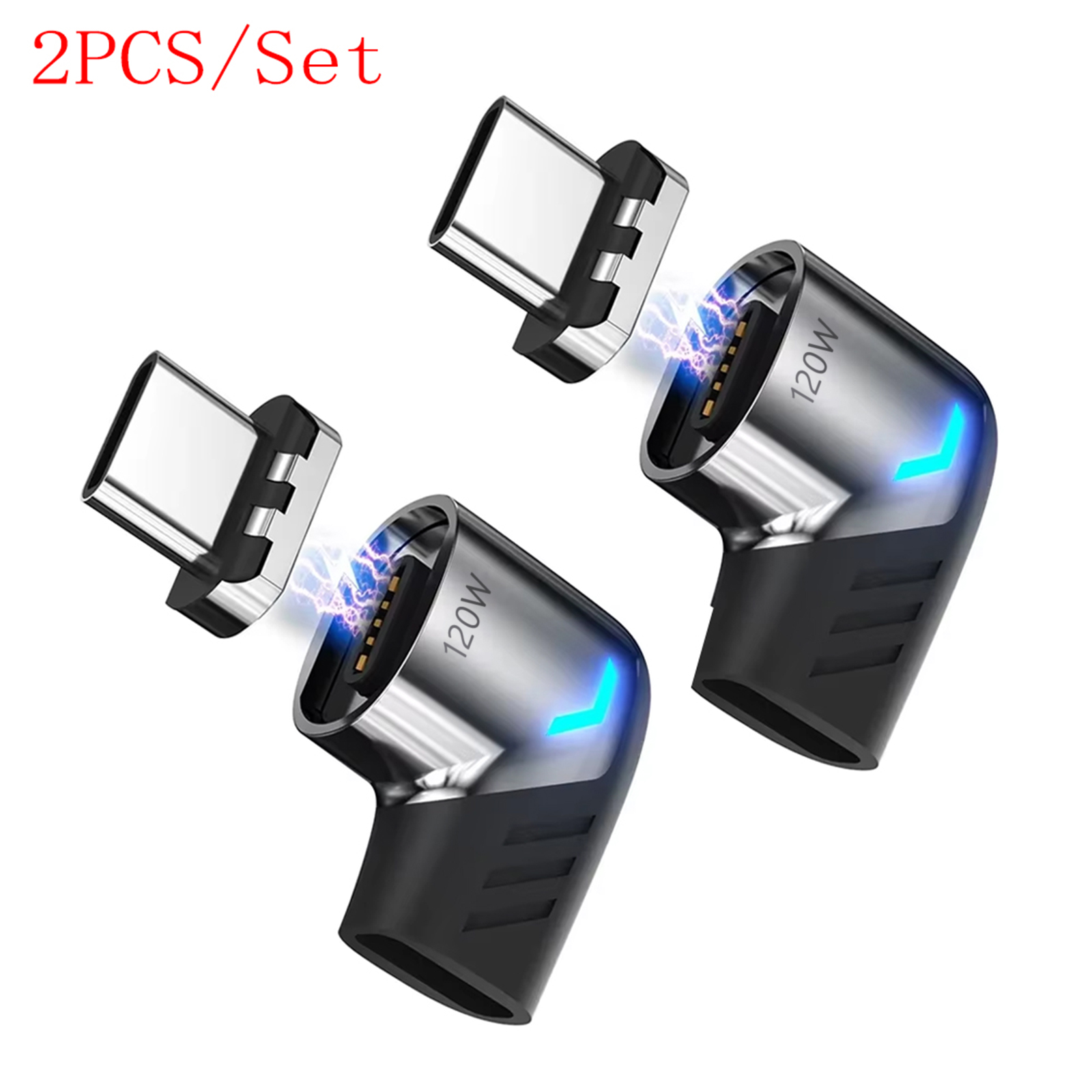 USB C To Type C Magnetic Adapter PD 120W USB Type C Magnetic Converter Magnetic Cable Right Angle USB C Connector: Rose Gold