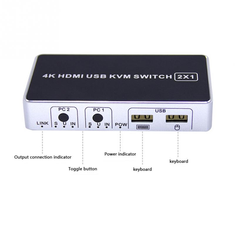4K Ultra HD Hdmi Poort Delen KVM Switch Box Voor Toetsenbord USB 2.0 Plug En Play