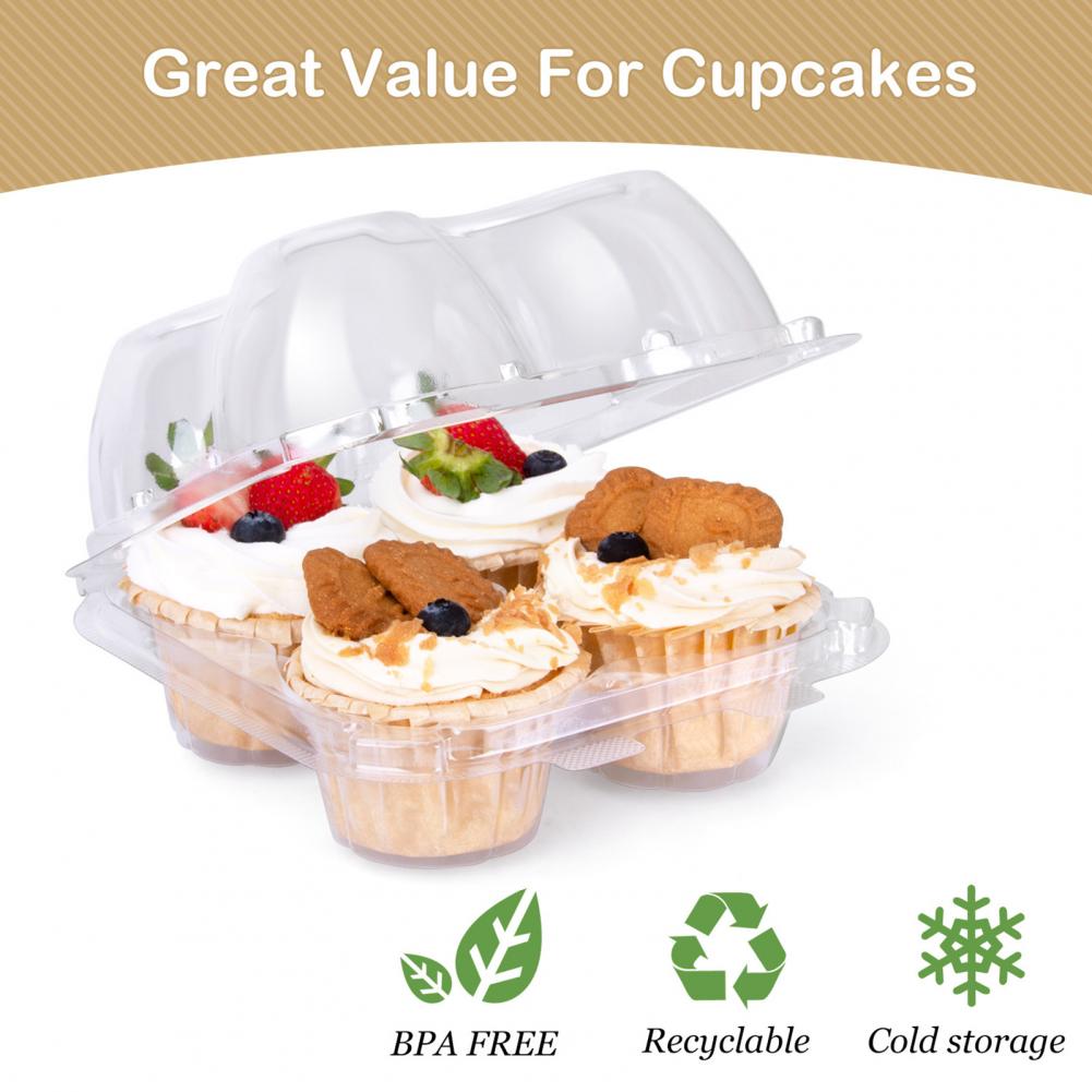 20Pcs Cake Container Milieuvriendelijke Stapelbaar Pet 4 Gaten Cake Houder Doos Voor Keuken Milieuvriendelijke