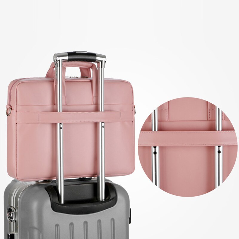 Laptop computer aktetas dames pu leer 15.6- inch schattige roze dames notebooktas waterdicht