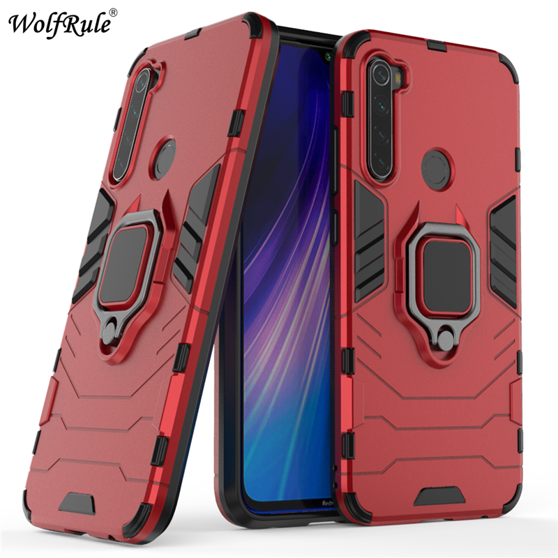 Coque rigide avec anneau support magnétique pour Xiaomi, compatible modèles Redmi Note 8,: For Redmi Note 8 / Red