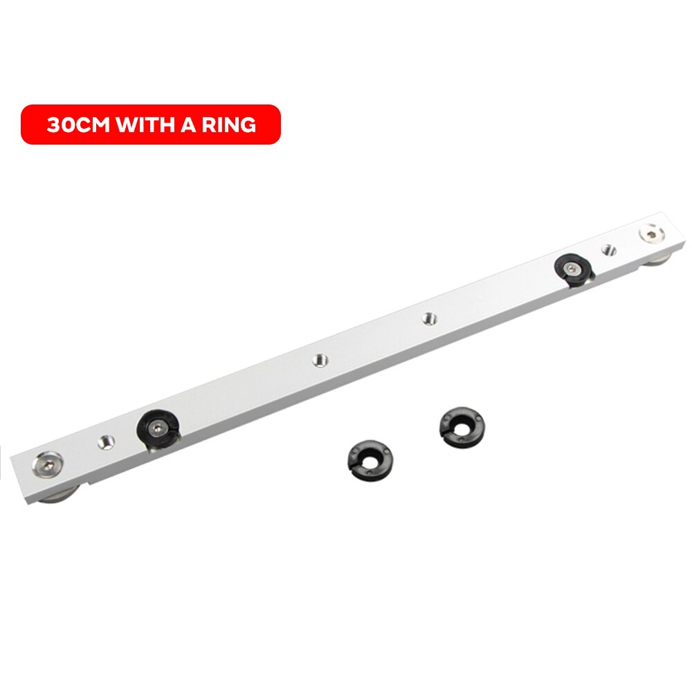 Metal Silver T Slot Slider Miter Tool Bar Hardware Modification T Tracks Durable Practical Beveled Track Pusher Limit Accessory: 30cm with ring