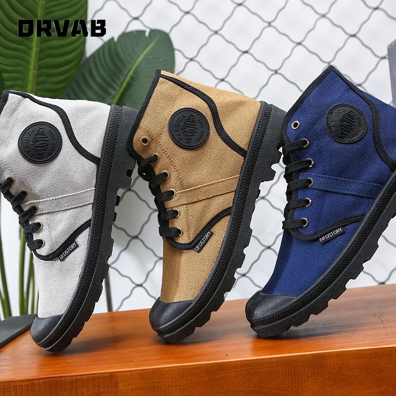 Canvas Shoes Men Spring Autumn Black Gray Martin Boots Youth Boys Trend Casual Shoes Male Winter Boots Men Chelsea Boots