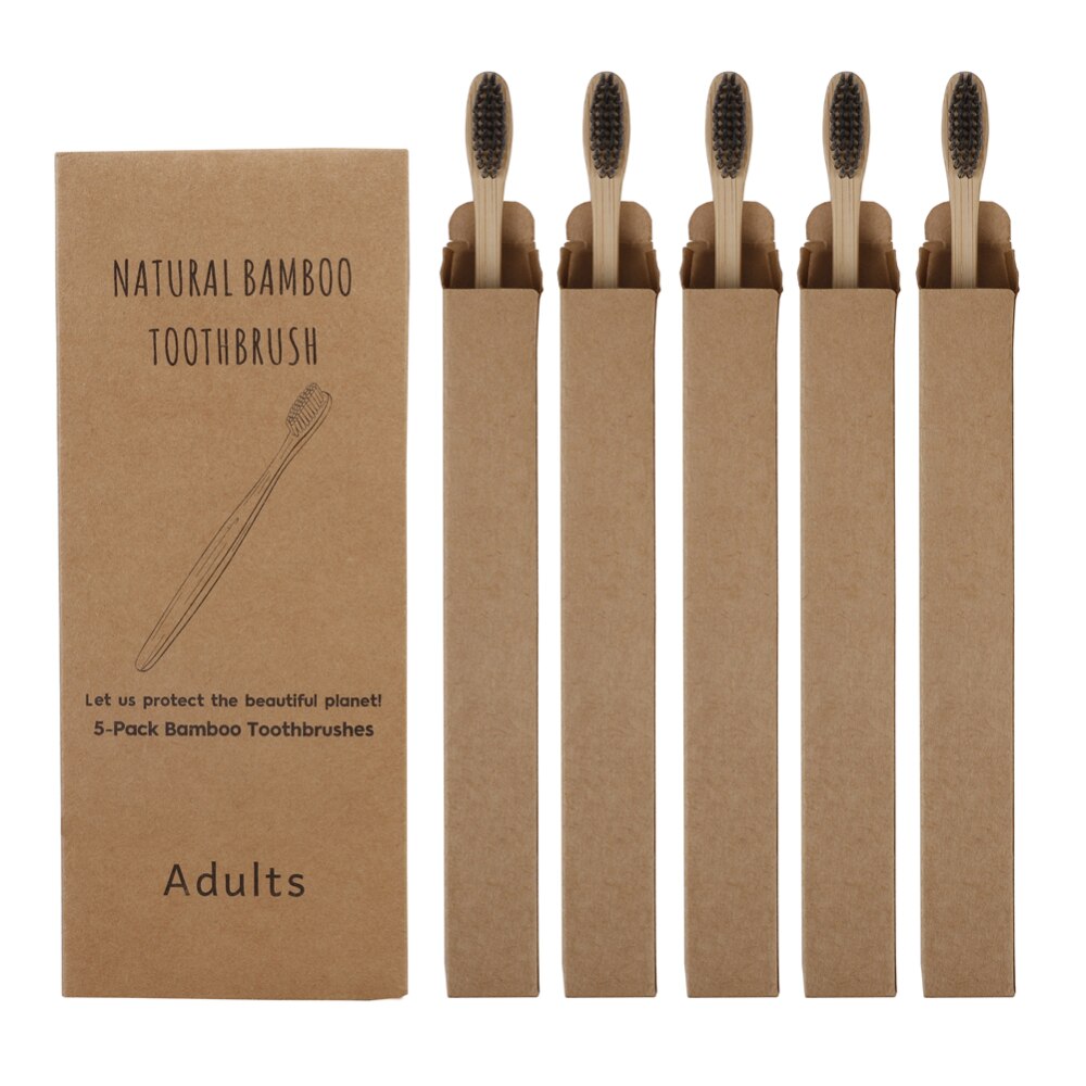 5 stuks milieuvriendelijke borstelharen, bamboe houtskool tandenborstels, mondverzorging tandenborstel, milieuvriendelijke tandenborstel: Default Title