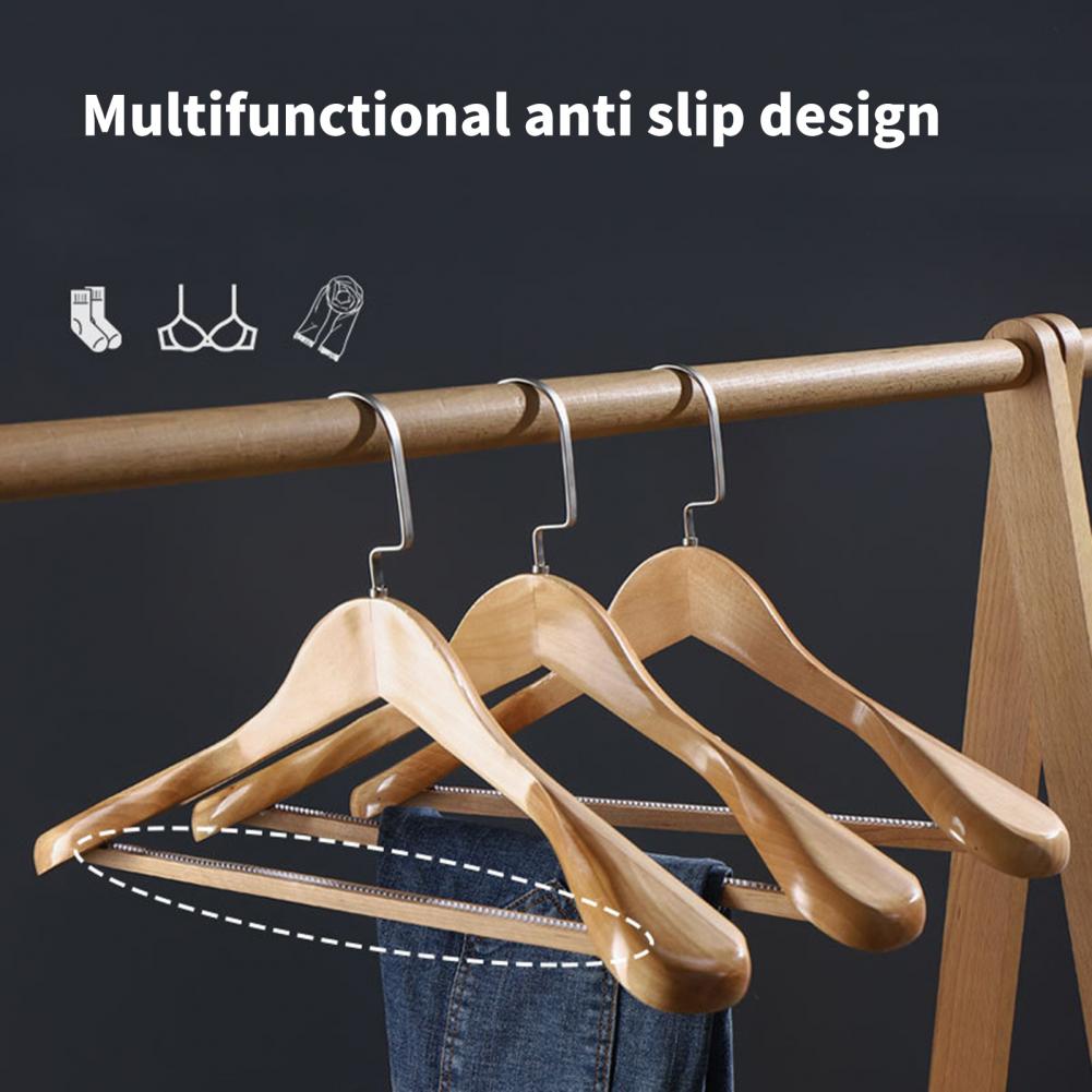 Wood Anti-slip Clothes Hanger Wide Shoulder Drying Rack Coat Hanger Curved Shoulder Household Clothes Racks Hanging Organizer