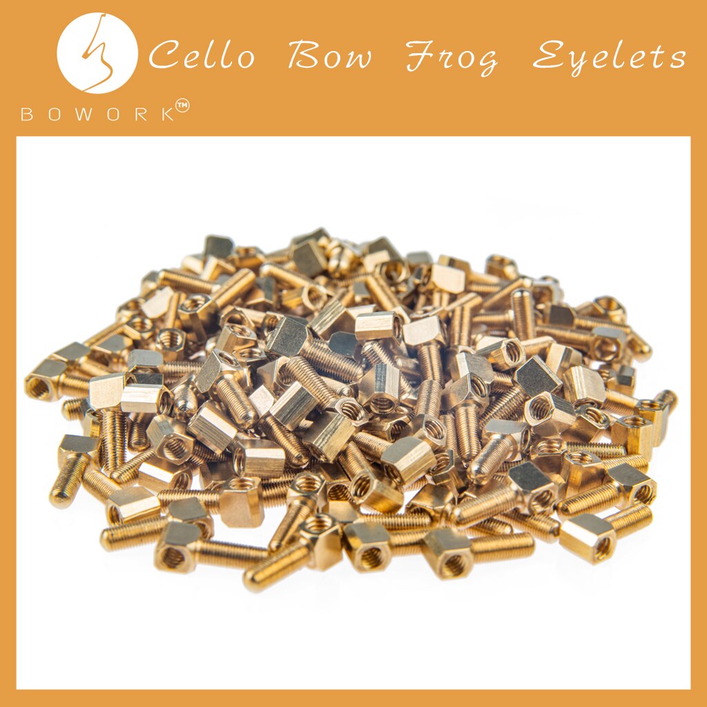 BOWORK 50 Pcs Cello Bow Eyelets Brass Standard Thread Normal Shank Cello Bow Replacement DIY Bow Parts: Default Title