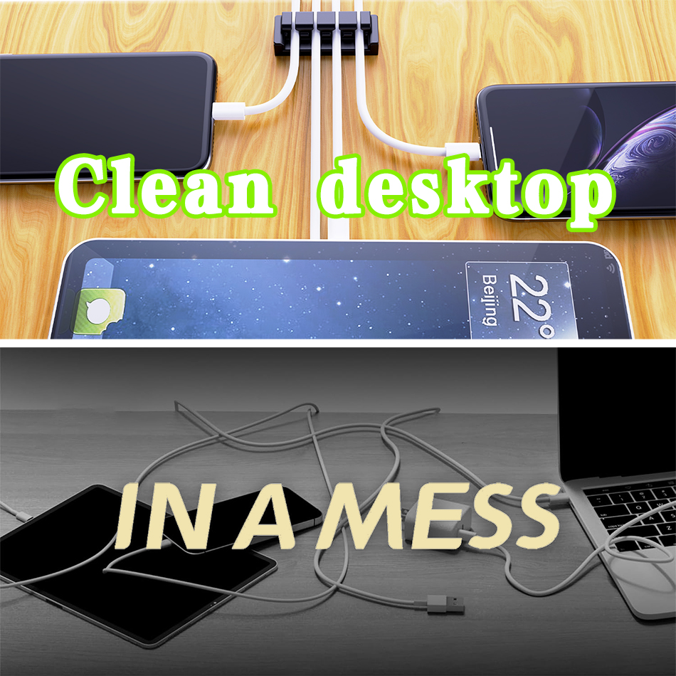 Organizador de cables 1, 2, 3, 4 orificios, enrollador de cables, Clips flexibles de gestión de cables para despacho de cables, Protector de cables para cargadores