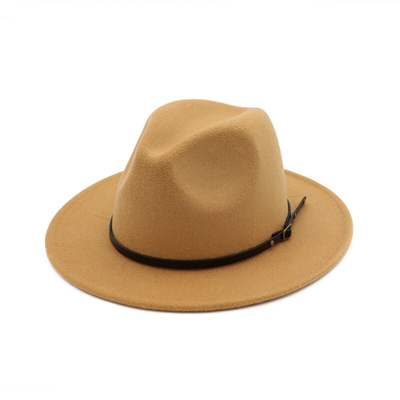 Fedora Hat Women Men Autumn Winter Vintage Felted Jazz Top Hats Ladies Trend Party Wedding Performance Cap Sombreros De Mujer: camel / 59to61cm